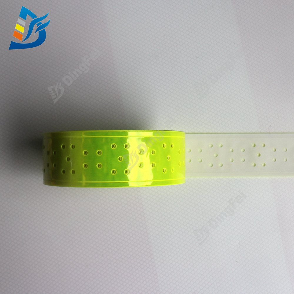 PVC Fluorescent Yellow Hole Reflective Tape For Clothing Vest - 